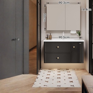 French cream style ceramic integrated basin stainless steel honeycomb aluminum intelligent beauty <b>bathroom</b> <b>cabinet</b> - Product Image 6