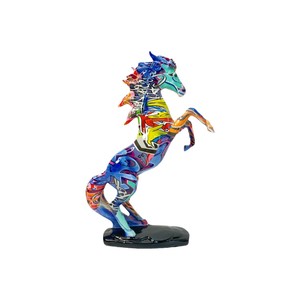 New Epoxy <b>Resin</b> Sculpted Folk Art Prancing Horse Ornament Home Desktop Office Successful Decoration Housewarming Opening - Product Image 5