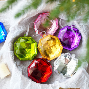 Decorazioni Natalizie a Forma di Diamante di Alta Qualità, Palline in Plastica Stampate UV, Impermeabili, Riutilizzabili e Personalizzabili per Albero - Product Image 3