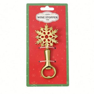 Ouvre-bouteille de Noël doré en alliage de zinc avec tournevis, motif Père Noël et bonhomme de neige, cadeau de fêtes, marque AX, 16*8cm - Product Image 1