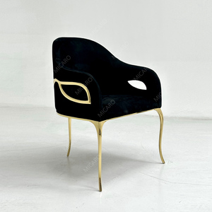 Sillón de tela o cuero de <span class=keywords><strong>Chandra</strong></span> de latón pulido de lujo para uso en apartamentos de Villa - Product Image 1