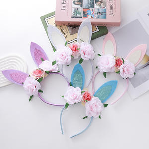 ที่คาดผมเด็ก ลายการ์ตูนน่ารัก หูกระต่าย ดอกไม้ งานแฮนด์เมด พลาสติก สำหรับงานปาร์ตี้เด็ก งานอีสเตอร์ สไตล์การ์ตูน นำเข้าจากเมืองอี้อู - Product Image 1