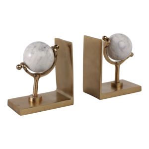Eleganti Fermalibri a Forma di Globo in Marmo con Finitura Dorata, Decorativi per Scaffali o Arredo Ufficio - Product Image 3