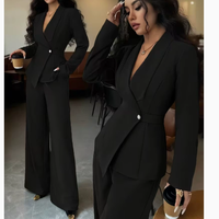 Cross Border 2026 |   Ensemble tailleur femme printemps-automne respirant, anti-plis, avec manteau à manches longues et col cranté, coupe classique