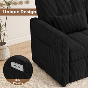3-in-1 <b>Convertible</b> Velvet Modern <b>Sofa</b> <b>Bed</b> Sleeper Couch Storage 5-Level Adjustable Backrest for Living Room Home Office Bedroom - Product Image 6
