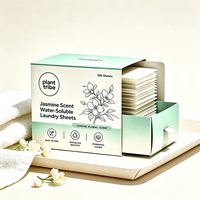 Feuilles de lessive parfumées au jasmin, portables, dissolvables, nettoyage en profondeur, fraîcheur florale longue durée, papier à lessive