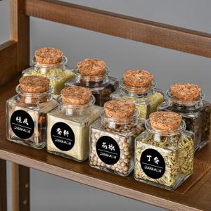 Frascos de Vidrio Cuadrados Transparentes de 50ml, 200ml y 300ml con Boca Pequeña y Tapón de Corcho para Almacenar Alimentos, Especias, Granos, Frijoles y Nueces - Product Image 5