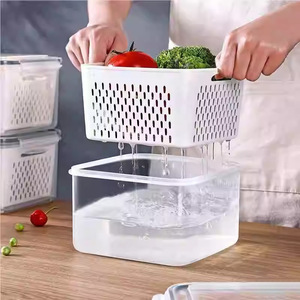 Juego de 3 Recipientes para Guardar Frutas en el Refrigerador, Recipientes para Productos Frescos con Colador Extraíble, Tazón para Lavar Frutas con Escurridor - Product Image 2