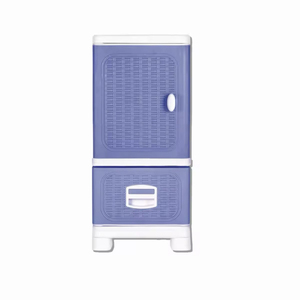 Versatile Foldable Plastic <b>Storage</b> Container Stackable with Rattan Pattern Drawer and Hanging <b>Clothes</b> Pole for Home Use - Product Image 1