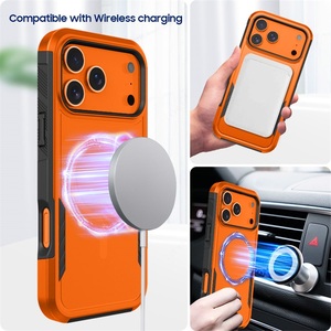 Coque de téléphone magnétique orange personnalisée pour iPhone 18 16 17 Pro Max, étui de protection antichoc pour téléphone portable - Product Image 2