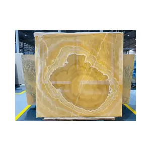 Natural Gold Stone Tiles Polished Yellow Agate Jade Onyx Marble Slab