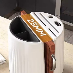 Porte-couteaux de cuisine en plastique rotatif avec rangement pour cuillères et baguettes pour couteaux et accessoires - Product Image 4