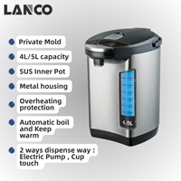 Bouilloire Électrique Thermo Pot Design Élégant Ébullition Rapide Contrôle de la Température Machine à Thé et Café Chauffe-Eau en Acier Inoxydable 4-6L