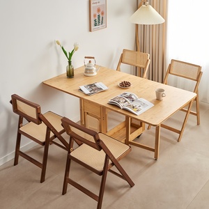 Space Saving Bamboo <strong>Foldable</strong> Dining <strong>Table</strong> Movable Kitchen Desk Restaurant <strong>Table</strong> &amp; Chair Rattan Woven Invisible Telescopic <strong>Table</strong> - Product Image 2
