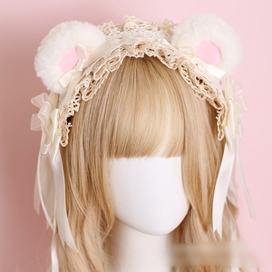 Accessoires de cheveux Lolita pour fête du thé Cos Comic-Con, nœud en peluche à pois, bandeau pour les oreilles, couvre-chef japonais pour filles, haute qualité, multifonction - Product Image 5