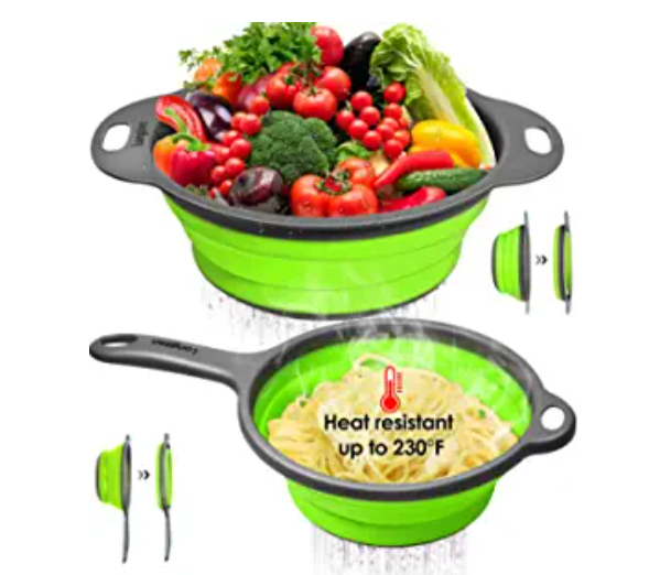 Новая круглая корзина для фруктов, кухонный Силиконовый Фильтр, сливная корзина для воды, складной дуршлаг, пластиковое сито с длинной ручкой, подарки