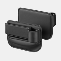 Organisateur d'espace pour siège de voiture noir en cuir PU, porte-gobelet multifonctionnel, boîte de rangement pour lunettes, téléphones, clés et cartes
