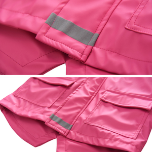 Giacca antipioggia per ragazze, cappotto foderato in pile, giacca antipioggia in PU per bambini, cappotto impermeabile da esterno con cappuccio. - Product Image 6