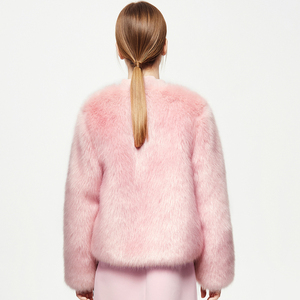 Cappotto <span class=keywords><strong>Trench</strong></span> in Ecopelliccia di Volpe per Ragazze, Stile Dolce ed Ecologico, Fodera in Acrilico, Invernale, Colore Rosa, Motivo a Quadri, Spesso - Product Image 4