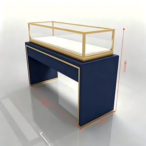 Vitrine à bijoux en verre bleu marine de luxe sur mesure, éclairage LED, écologique, recyclable, pour les bijouteries, les magasins de détail/centres commerciaux - Product Image 4