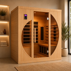 HG Custom Wholesale 4 Person Indoor Infrared Dry Room with Oxygen Bar <b>Light</b> Therapy and Modern Round Window Design - Product Image 2