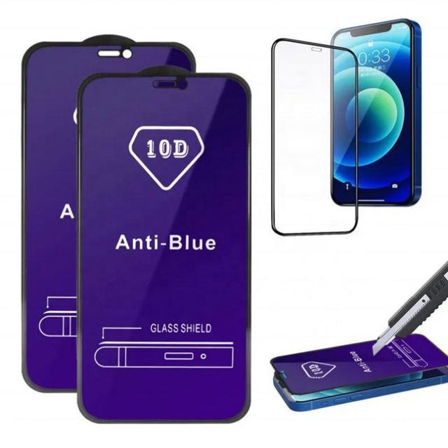10D Anti Blue Light Tempered Glass Screen Protector for iPhone 17 Air 16 15 14 13 12 Pro Max Plus Mini 11 X Xs Xr 8 7 SE2