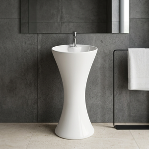 Lavabo sur pied en céramique moderne pour hôpital, lavabo monobloc autoportant pour salle de bain - Product Image 2