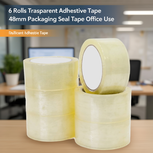 6 rotoli di nastro adesivo trasparente da 48 mm, nastro sigillante per imballaggio, uso ufficio - Product Image 3