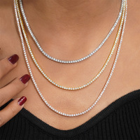 Collier en Or Massif 18K avec Diamants, Chaîne Tennis Tendance avec Diamants VVS de Culture de 3/4/5 Carats pour Hommes