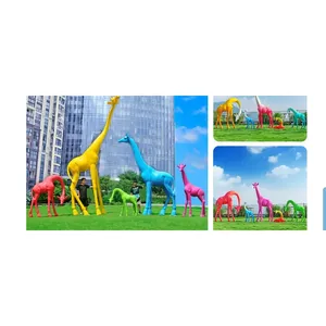Estatuas de Jirafas de Fibra de Vidrio Coloridas Personalizadas para Exhibición en Jardines y Parques Temáticos - Product Image 1