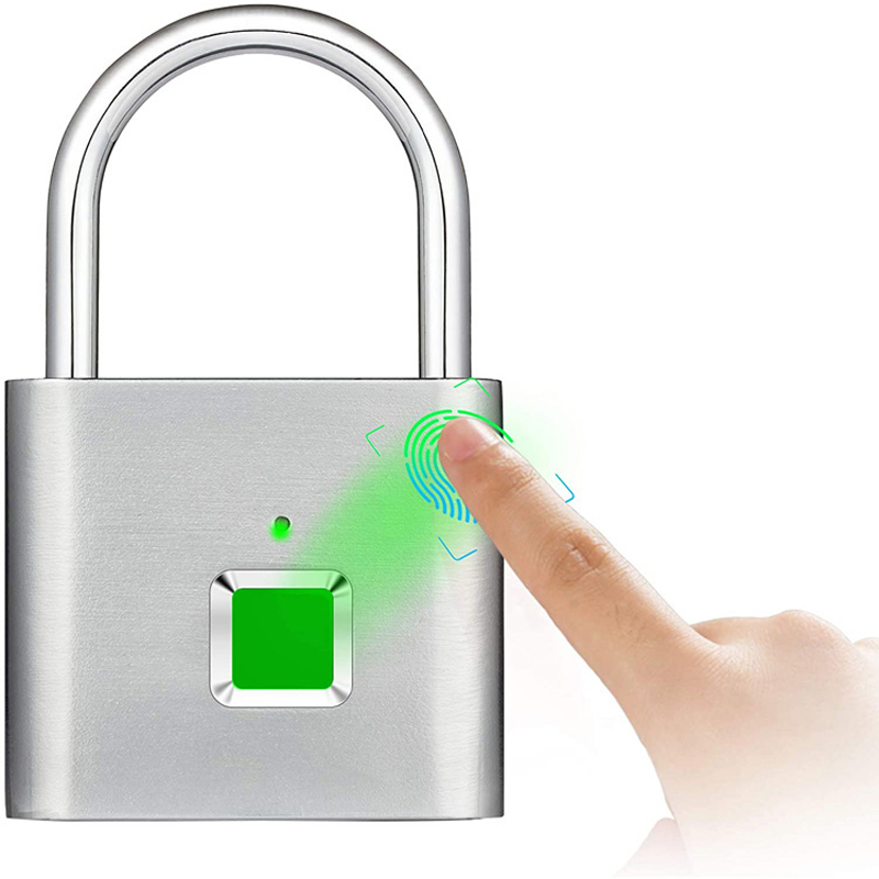 IP54 Waterproof Keyless Security USB Rechargeable Smart Electronic Fingerprint Pad lock Smart Biometric Fingerprint Padlock