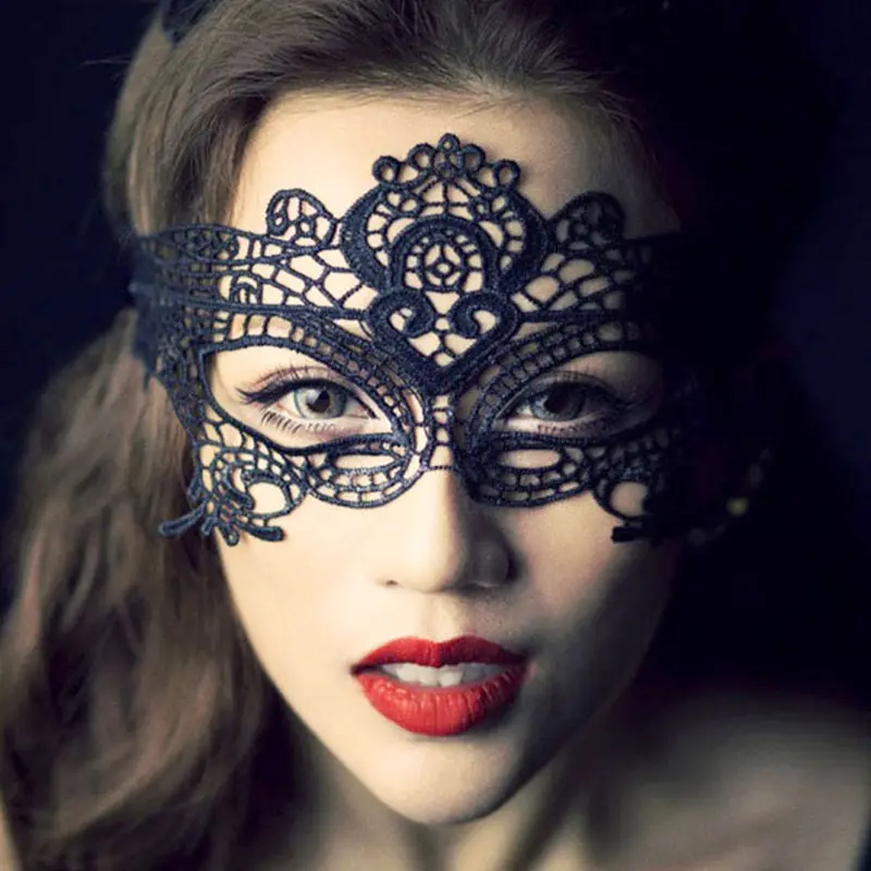 Hete Verkopende Oogmasker Sexy Kant Venetiaanse Maskerade Bal Halloween Decoraties Kostuum Rekwisieten Dame Zwart Kant Hol Gezichtsmasker