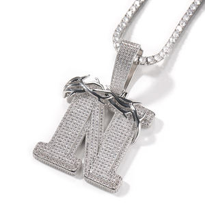 UWIN-Collar con colgante ostentoso para hombre y mujer, grande y con letra inicial mayúscula única, personalizado, a la moda, Corona del alfabeto, joyería con letras - Product Image 6