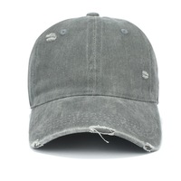 Casquette de baseball en denim de coton lavé personnalisée, style vintage déchiré et vieilli, casquette de papa réglable, brodée, fabricant OEM