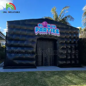 Tùy chỉnh nhà máy di động bán buôn Inflatable Disco ánh sáng hộp đêm Lều Đen Đảng Cube Bar Lều Inflatable câu lạc bộ đêm lều