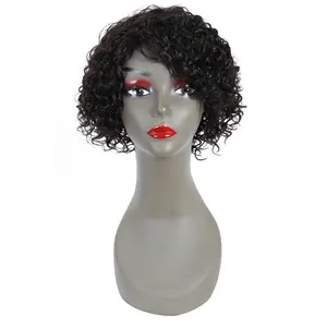 Perucas de cabelo humano afro curto, perucas de cabelo humano encaracolado para mulheres americanas 9 "100g