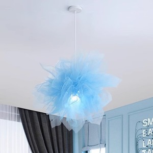 White Round Tulle Pendant <b>Light</b> <b>Led</b> E27 Chandelier For Bedroom Girl Room Decor - Product Image 4