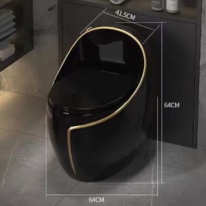Nouvelle toilette monobloc en céramique colorée, à poser au sol, avec siphon intégré, design moderne et luxueux, grand diamètre, pour usage domestique - Product Image 4
