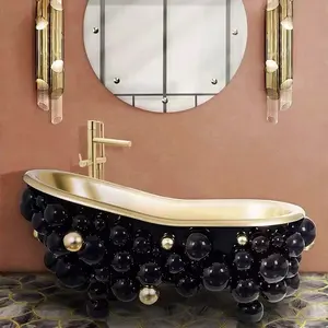 Conjunto de lavabo de bañera de burbujas de acero inoxidable de lujo ligero posmoderno Villa bañera de baño de lujo personalización