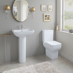 <span class=keywords><strong>Lavabo</strong></span> <span class=keywords><strong>sur</strong></span> <span class=keywords><strong>pied</strong></span> en céramique moderne avec finition blanche, vasque de salle de bain autoportante - Product Image 3