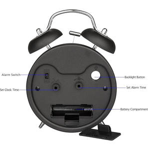 Réveils à double <span class=keywords><strong>cloche</strong></span> pour gros dormeurs Réveil à l'ancienne à piles rétroéclairé - Product Image 5