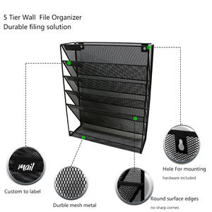 Wikoune 5 طبقات معلقة في صينية تنظيم حرف شبكة معدنية مثبتة على الحائط Offical - Product Image 3