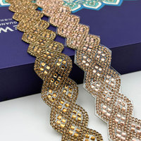 XLQ3931 Garnitures de dentelle perlées en verre pour couture DIY, pour robes de costume, avec strass en cristal CZ brillants, garniture extensible et chaîne de diamants thermocollante