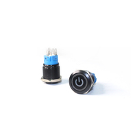 Siyah Basmalı Düğme Anahtarı 12/16/19/22mm 5 Pinli Işıklı Led Işıklı Metal Düz Anlık Anahtarlar 1NO1NC 220V