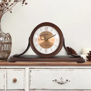 Modern classic design table clock non ticking sound line westminster abbey music chimes luxury gift wooden clock