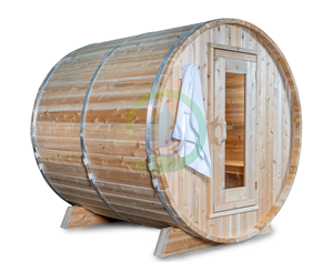 Salle de sauna à vapeur en bois pour 6 personnes, cèdre/pin purement rouge de l'Ouest canadien, sauna tonneau extérieur avec cuisinière électrique - Product Image 2