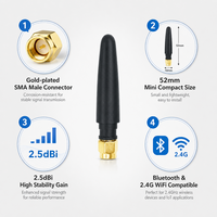 Antenne WiFi 2,4 GHz 2400-2500 MHz 2,5 dBi à gain élevé SMA mâle pour routeur Internet Bluetooth PC portable