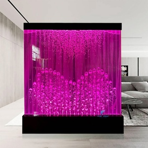 แผงผนังแบบฟอง LED ทำจากอะคริลิคน้ำพุน้ำสำหรับร้านอาหารแผงกั้นห้องแบบเคลื่อนย้ายได้หรูหราทันสมัย