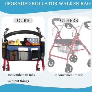 Sac de rangement suspendu en gros pour fauteuil roulant avec bande réfléchissante, compatible avec la plupart des scooters, déambulateurs et rollators - Product Image 4