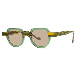 Lunettes de soleil classiques pour femmes, lunettes de soleil de bonne qualité, plaque assortie double couleur, lunettes de soleil nique rétro art acétate peut changer la marque - Product Image 1